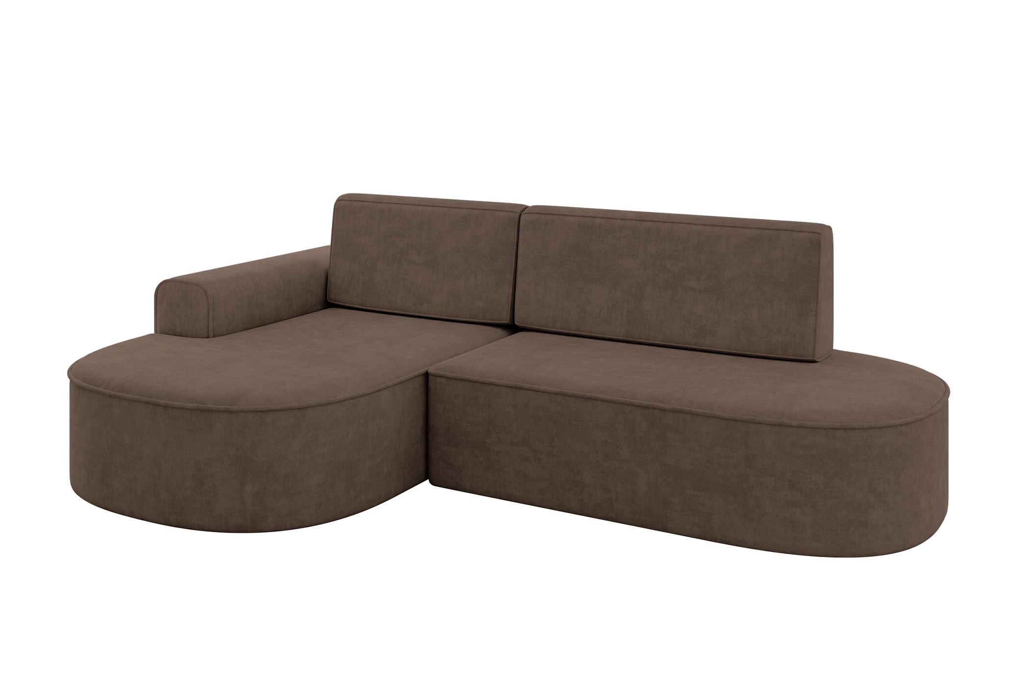 ECKSOFA mit Schlaffunktion und Bettkasten Ottomane Links MARI-L1-S - 283x167x73 cm Braun Velours - Schwarz/Bronzefarben, Holzwerkstoff/Kunststoff (283/167cm) - ALTDECOR