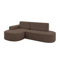 ECKSOFA mit Schlaffunktion und Bettkasten Ottomane Links MARI-L1-S - 283x167x73 cm Braun Velours - Schwarz/Bronzefarben, Holzwerkstoff/Kunststoff (283/167cm) - ALTDECOR