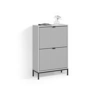 SCHUHKIPPER Aterno Grau 60 x 92 cm mit 2 Klappschubladen - Grau, Holzwerkstoff (60/92/24cm) - Livinity®