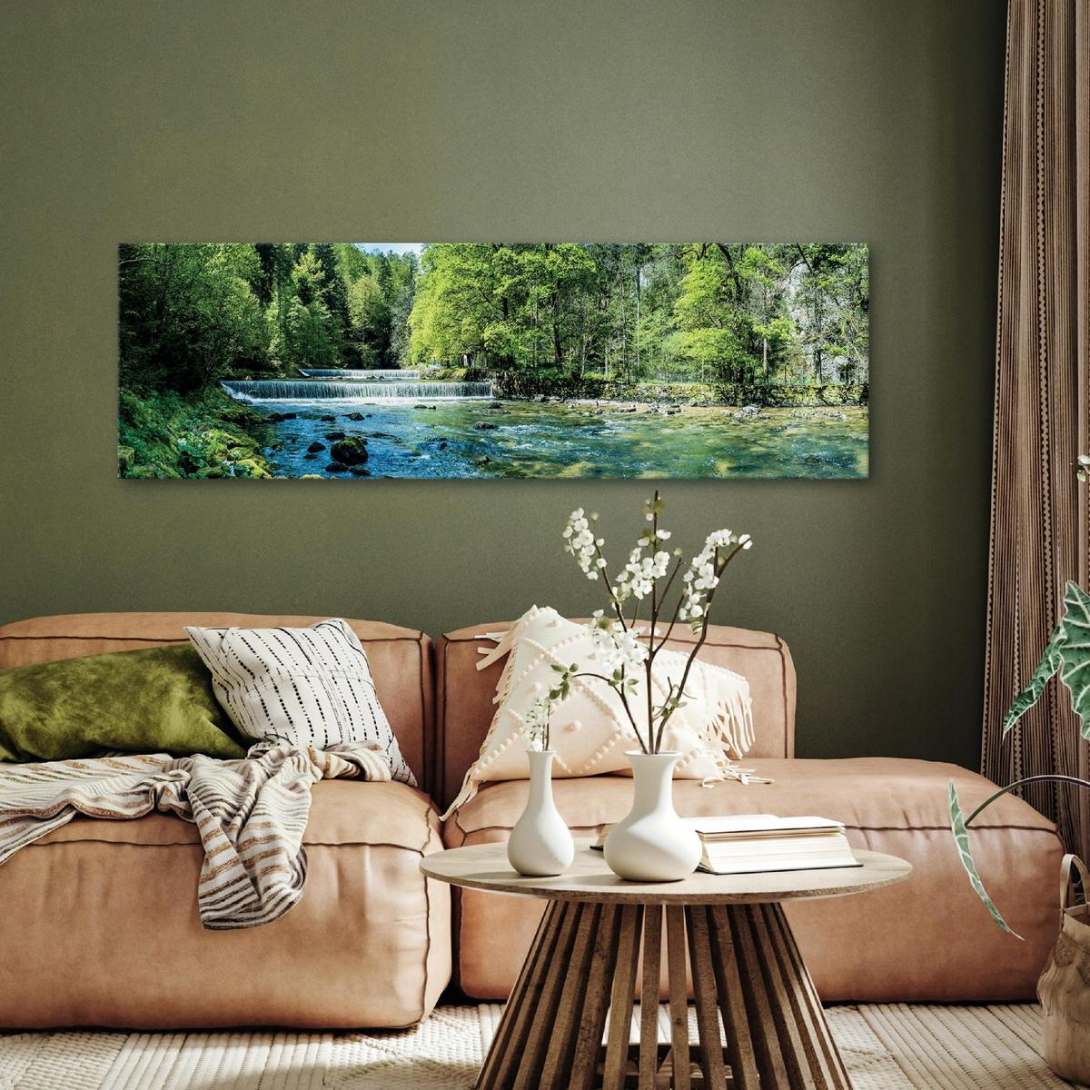 BILDER Wasserfall Modern Wohnzimmer Schlafzimmer 145x45 - Multicolor, Holzwerkstoff (145/45cm) - Wallarena