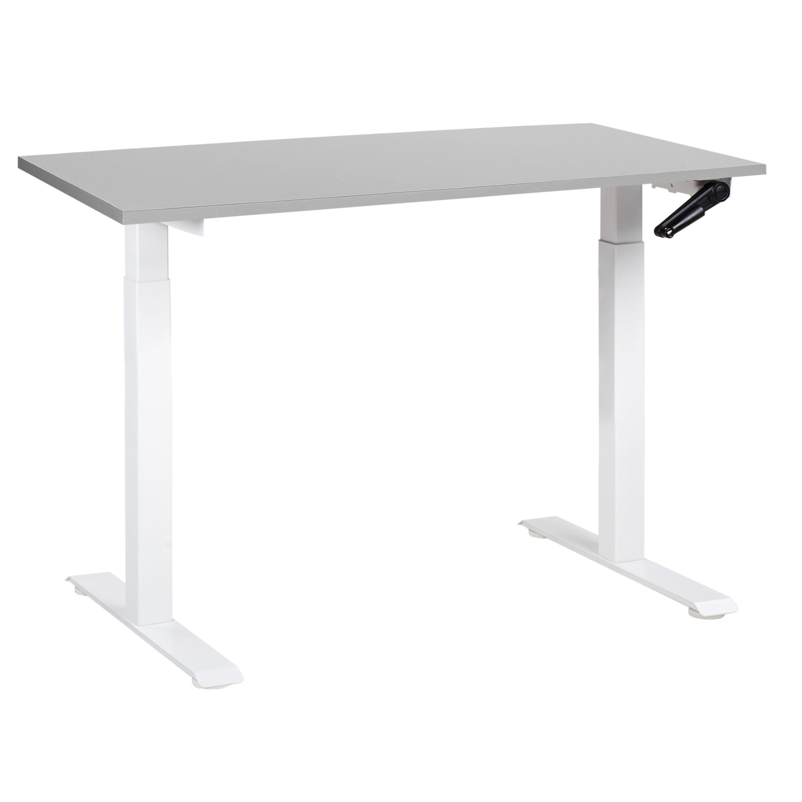SCHREIBTISCH grauweiß 120/72 cm manuell höhenverstellbar Destin III - Weiß/Grau, Holz (100/53/74cm) - Beliani