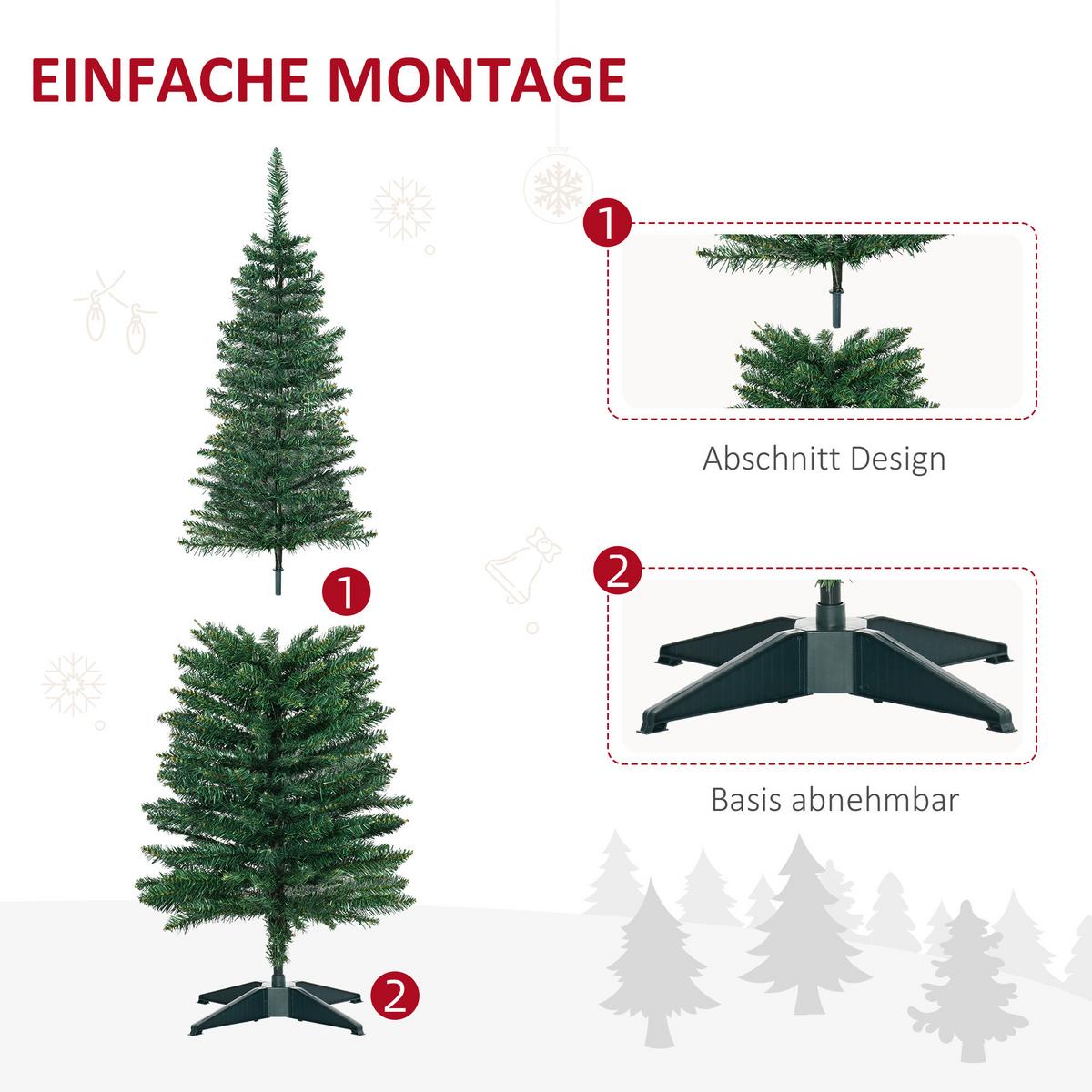 WEIHNACHTSBAUM Christbaum Kunsttanne Tannenbaum mit Beere Metallfuß PET - Grün, Kunststoff (150cm) - HOMCOM