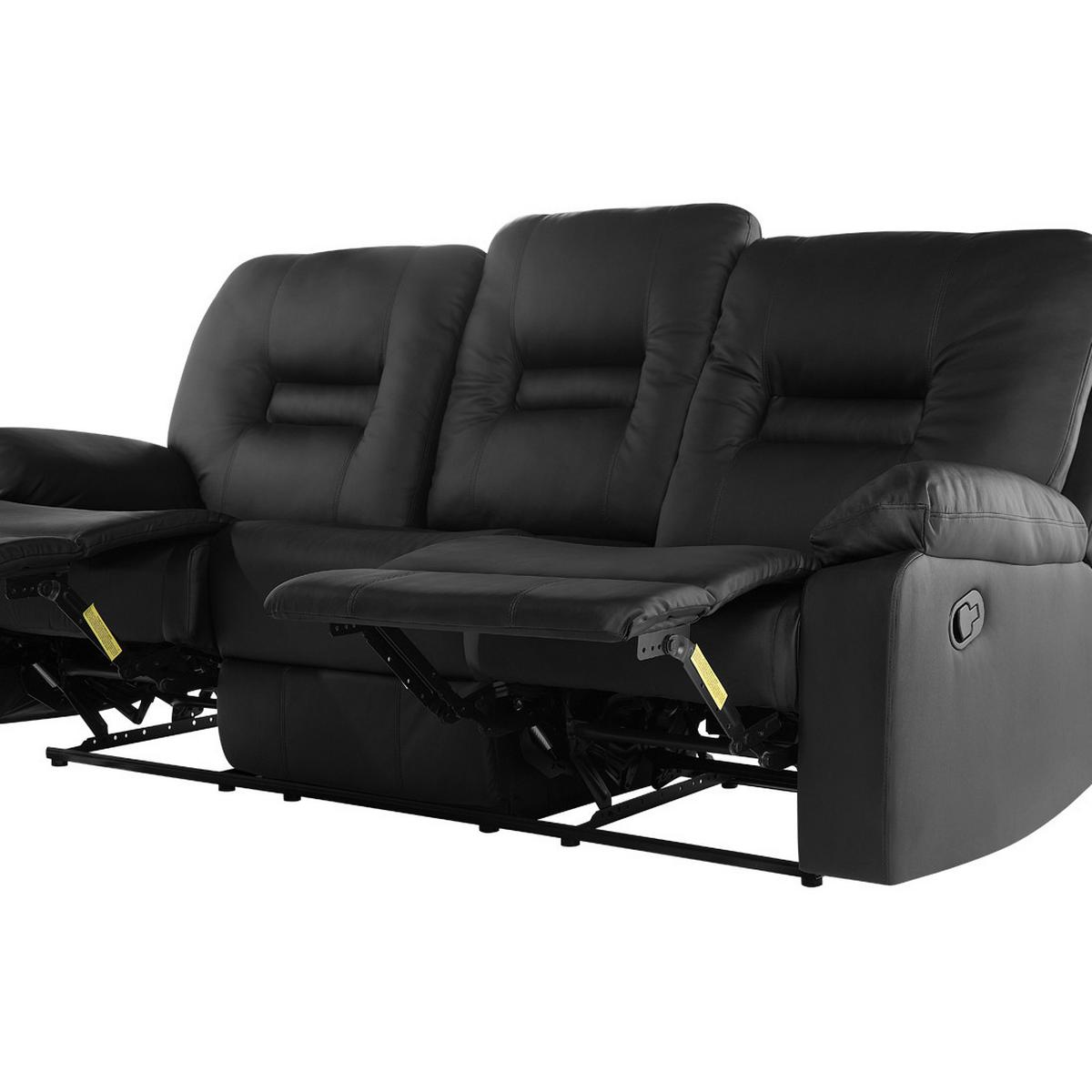 3-SITZER-SOFA Kunstleder Schwarz Bergen - Schwarz, Kunststoff/Textil (204/101/73cm) - Beliani