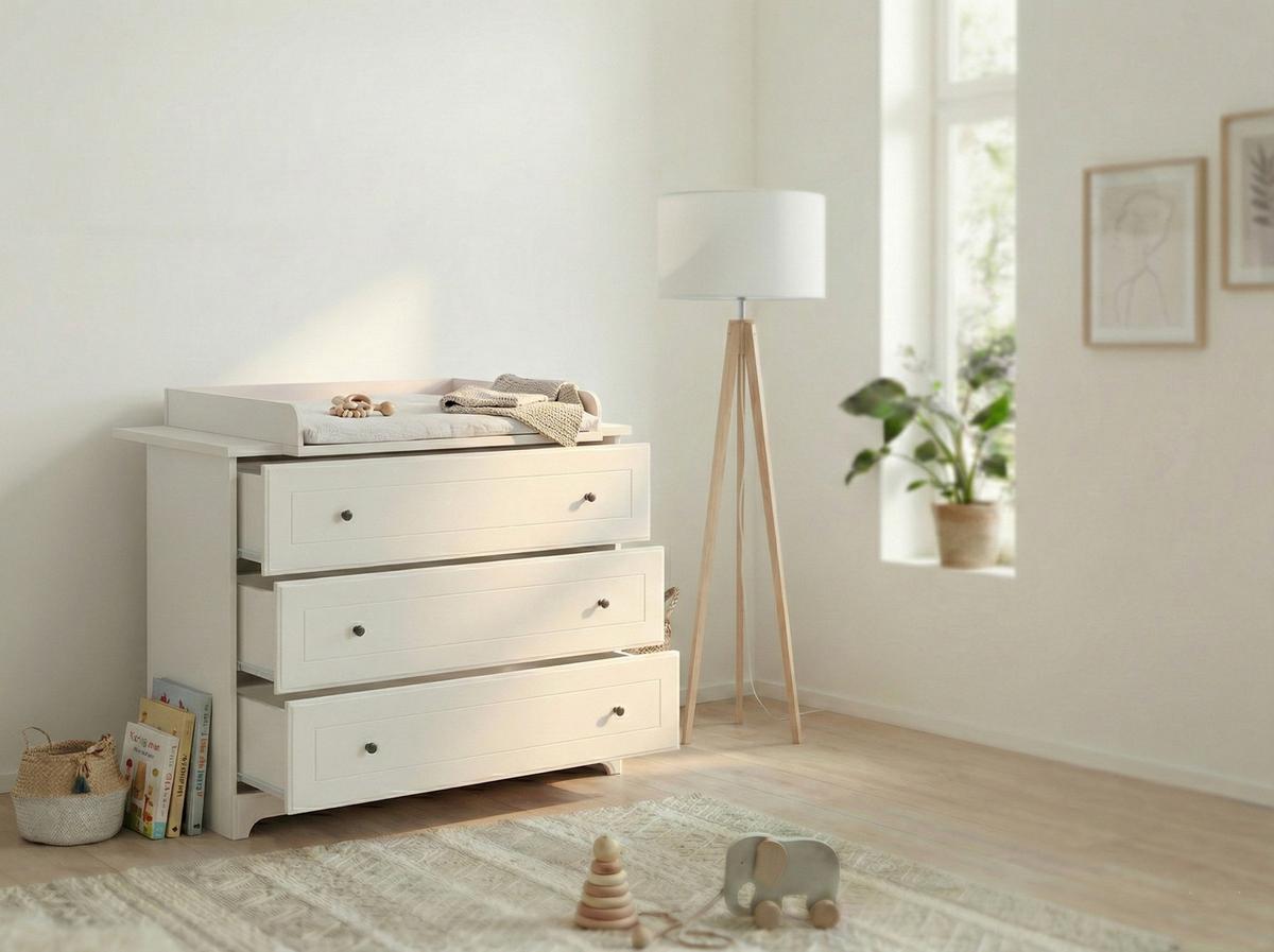 WICKELKOMMODE Thilo Landhausstill Soft-Close Weiß - Schwarz/Weiß, Holzwerkstoff/Metall (117/104/75cm) - arthur berndt