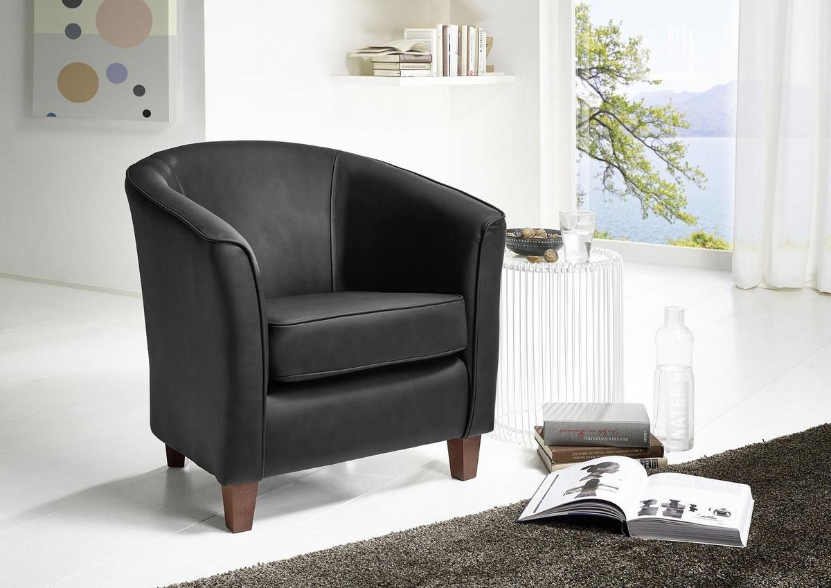 SESSEL Karine Bezug pigmentiertes Nappaleder Buche nussbaum dunkel / schwarz - Schwarz, Kunststoff (70/74/70cm) - 58aufmkessel