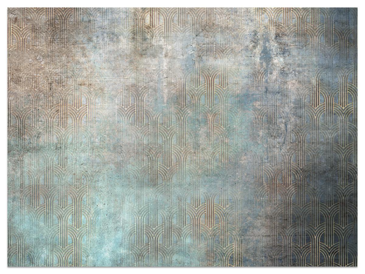 FOTOTAPETE für Wohnzimmer Abstrakter Bogen Mural Geometrie 500x350 - Türkis/Beige, Papier (500/350cm) - Muralo