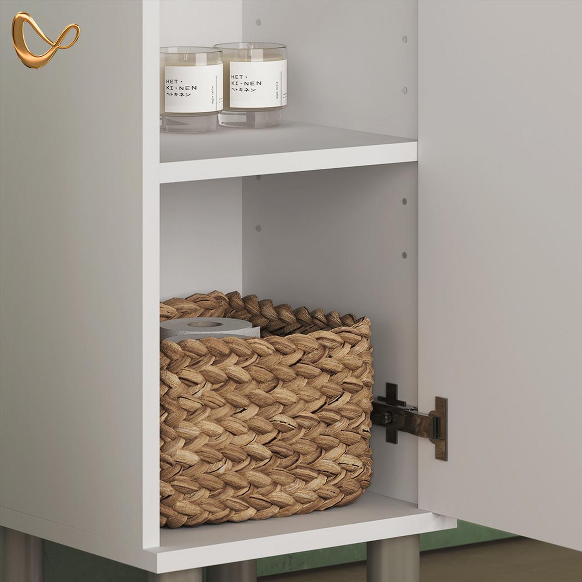 BADMÖBEL-SET Fucino Weiß 3 Teile, mit Midischrank Tür groß - Weiß, Holzwerkstoff (80/54/32cm) - Livinity®