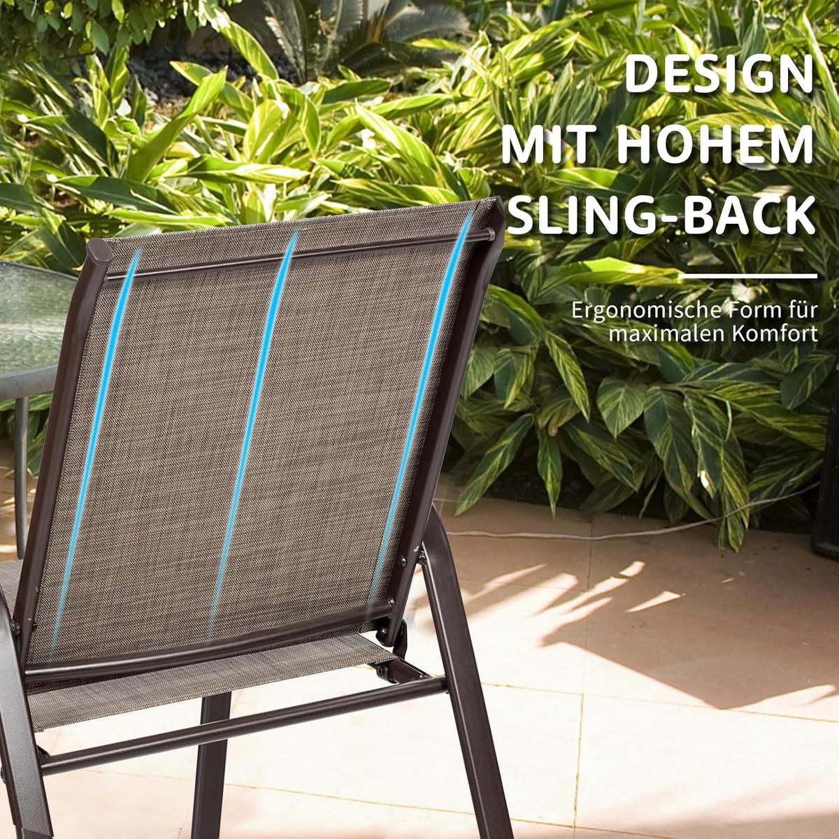 GARTENSTÜHLE Grau(2er-Set) - Grau, Metall - COSTWAY