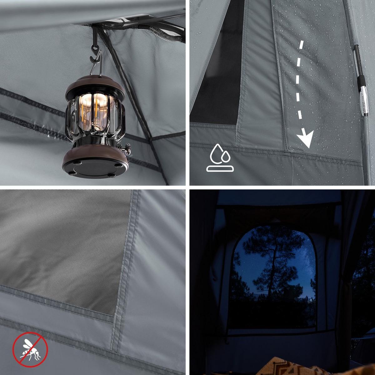 CAMPINGBETT mit Zelt und aufblasbarer Matratze OGS32-II-HG-TP - Ahornfarben, Fell (193.5/86cm) - SoBuy