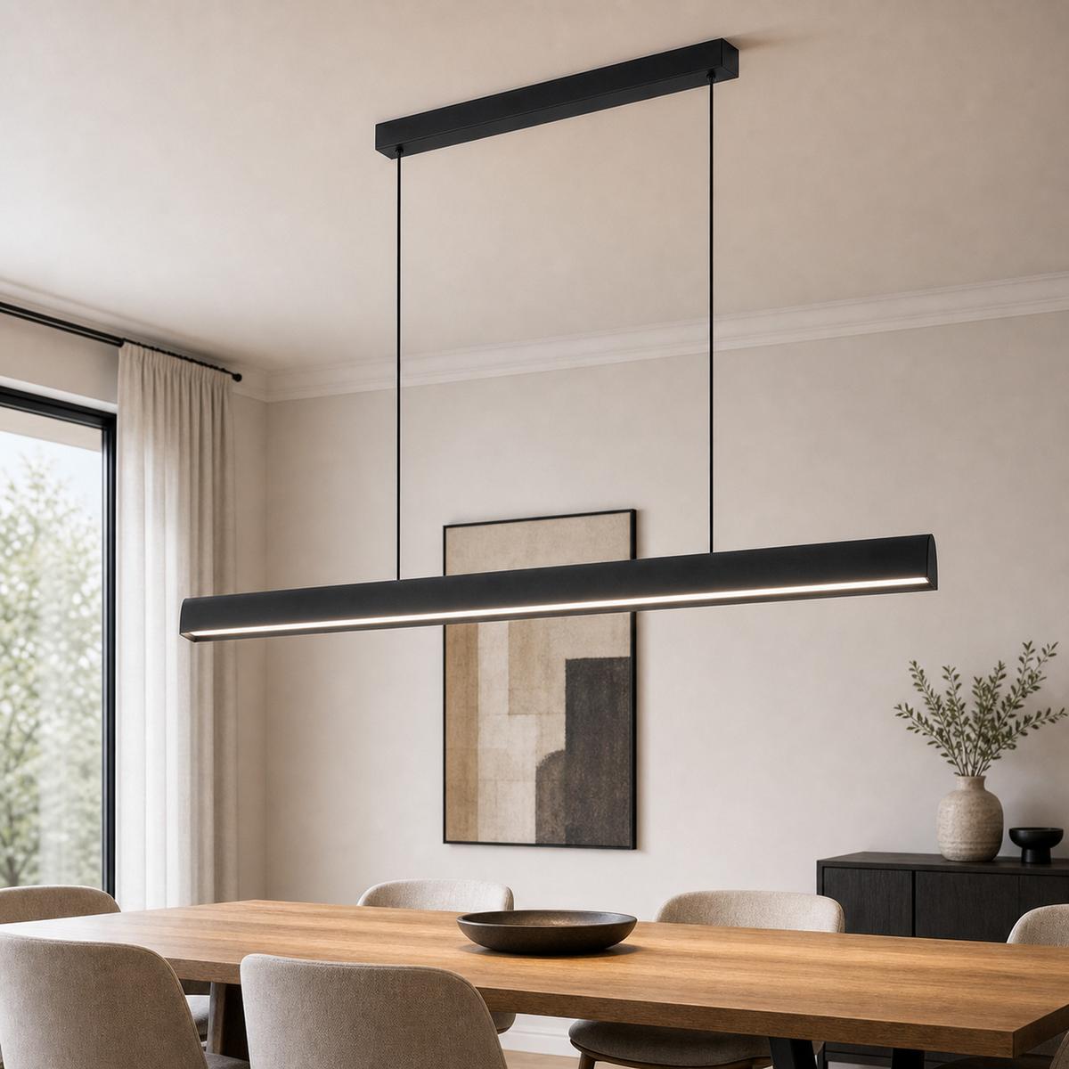 LED PENDELLEUCHTE Fyrith 106.7/7.5/161 cm - Schwarz, Kunststoff/Metall (106.7/7.5/161cm) - ZMH