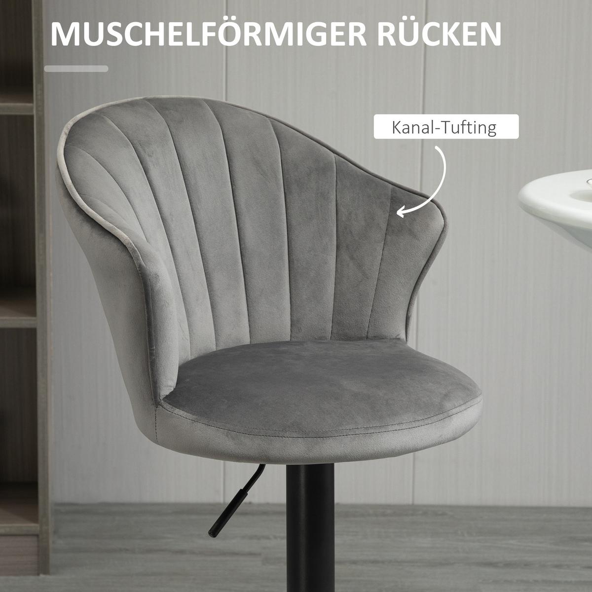 BARHOCKER, Schaumstoff, Stahl, Grau - Grau, Kunststoff (56/111/54cm) - HOMCOM