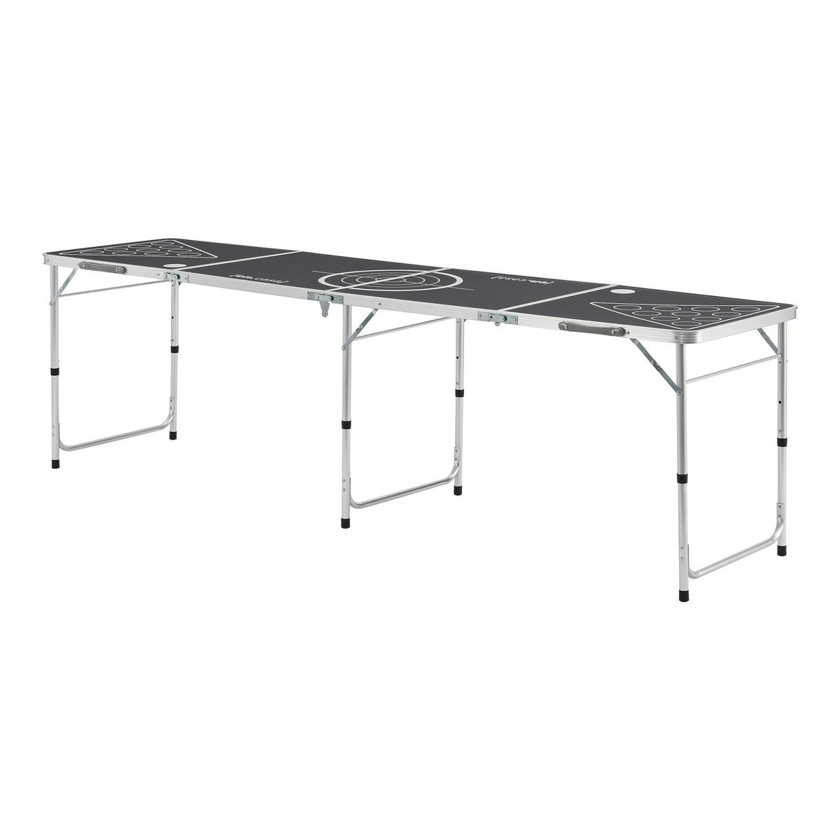 BIERPONGTISCH Ibiza - Silberfarben/Schwarz, Holzwerkstoff/Metall (60/240/70cm) - [en.casa]