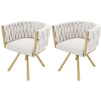 ESSZIMMERSTUHL 2er set samt gepolstert drehbar metallgestell gold - Beige, Textil (59/72/54cm) - Urban Meuble