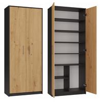 STANDREGAL OLIV mit Türen und 8 Fächern - Anthrazit/Eiche Artisan, Holzwerkstoff (74/180/35cm) - RAUMHIRSCH FURNITURE