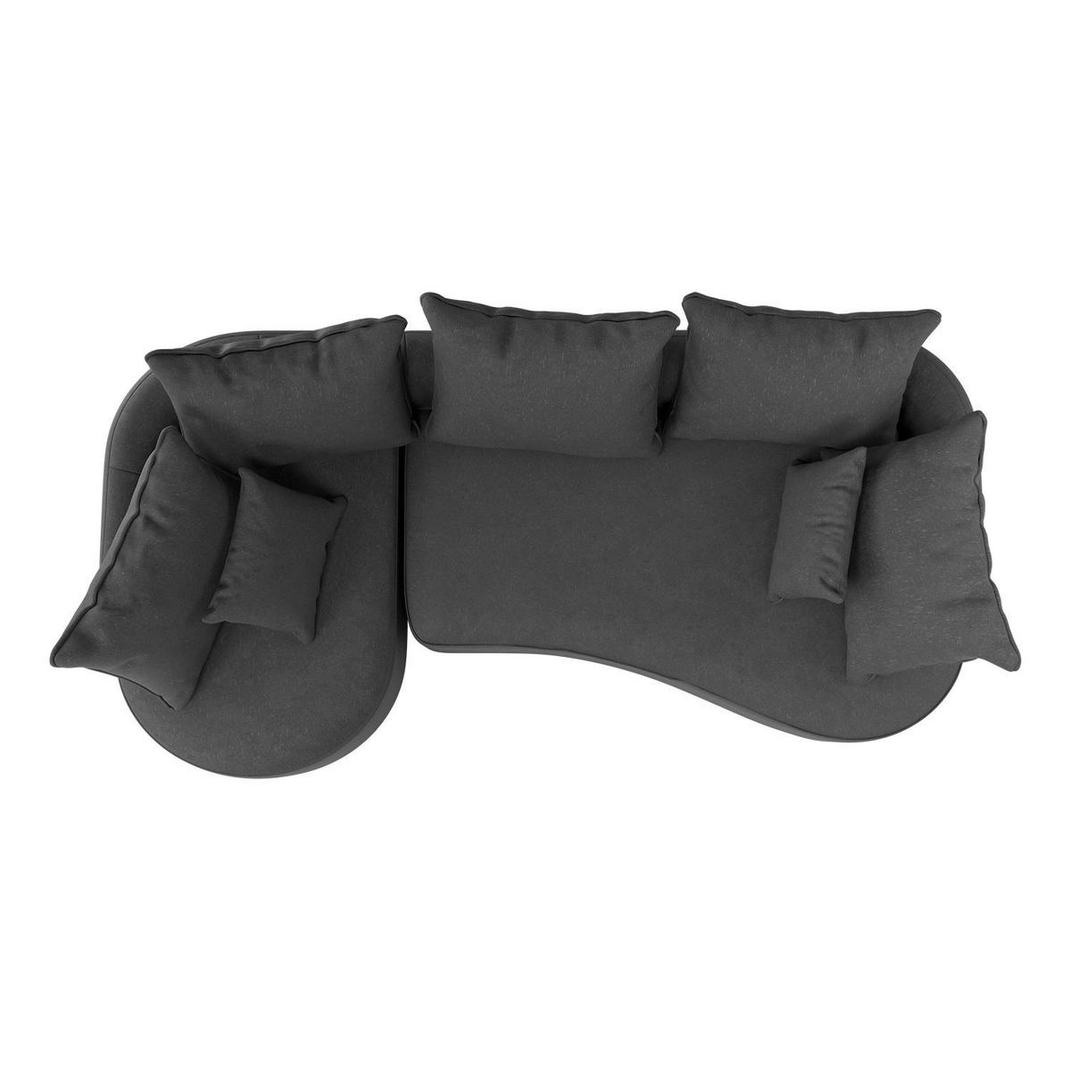 SOFA Tirano Samt Dunkelgrau mit Ottomane links - Dunkelgrau, Textil (102/300cm) - Juskys