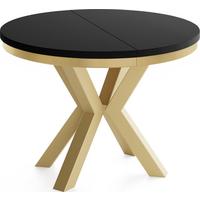 ESSTISCH Clara Gold runder ausziehbarer, Schwarz 120-200/120/76 cm - Goldfarben/Schwarz, Holzwerkstoff/Metall (120/196/76cm) - WFL GROUP