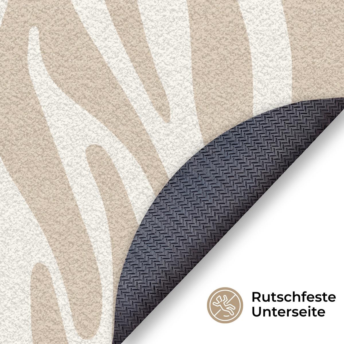 FUSSMATTE Zebramuster - Beige - Weiß - Tiermuster Schmutzfänger 120x120 cm - Beige, Kunststoff (120/0.4cm) - MuchoWow