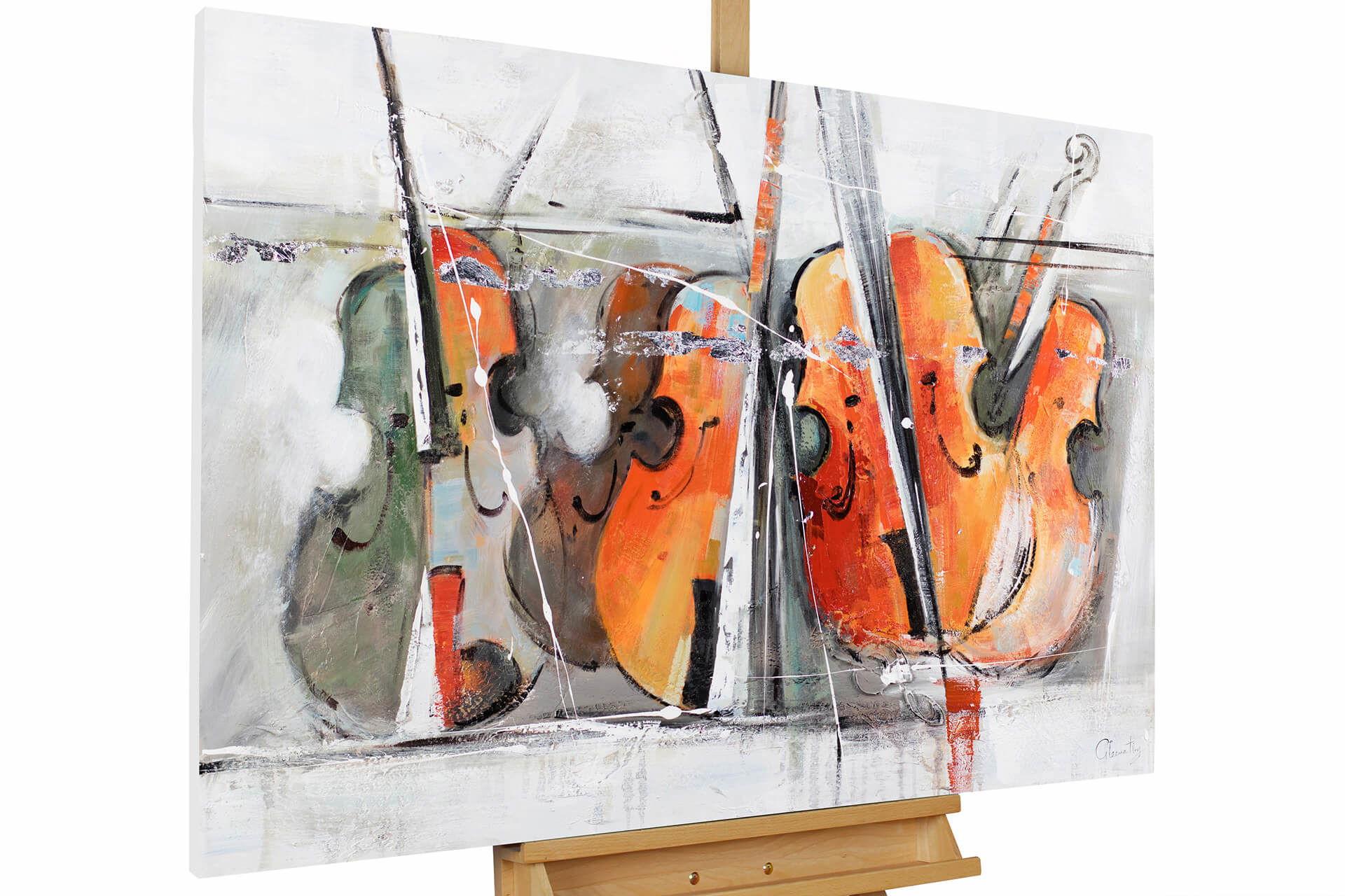 ACRYLBILD HANDGEMALT 120/80 cm - Orange/Grau, Holz/Textil (120/80cm) - KUNSTLOFT