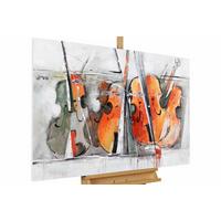 ACRYLBILD HANDGEMALT 120/80 cm - Orange/Grau, Holz/Textil (120/80cm) - KUNSTLOFT