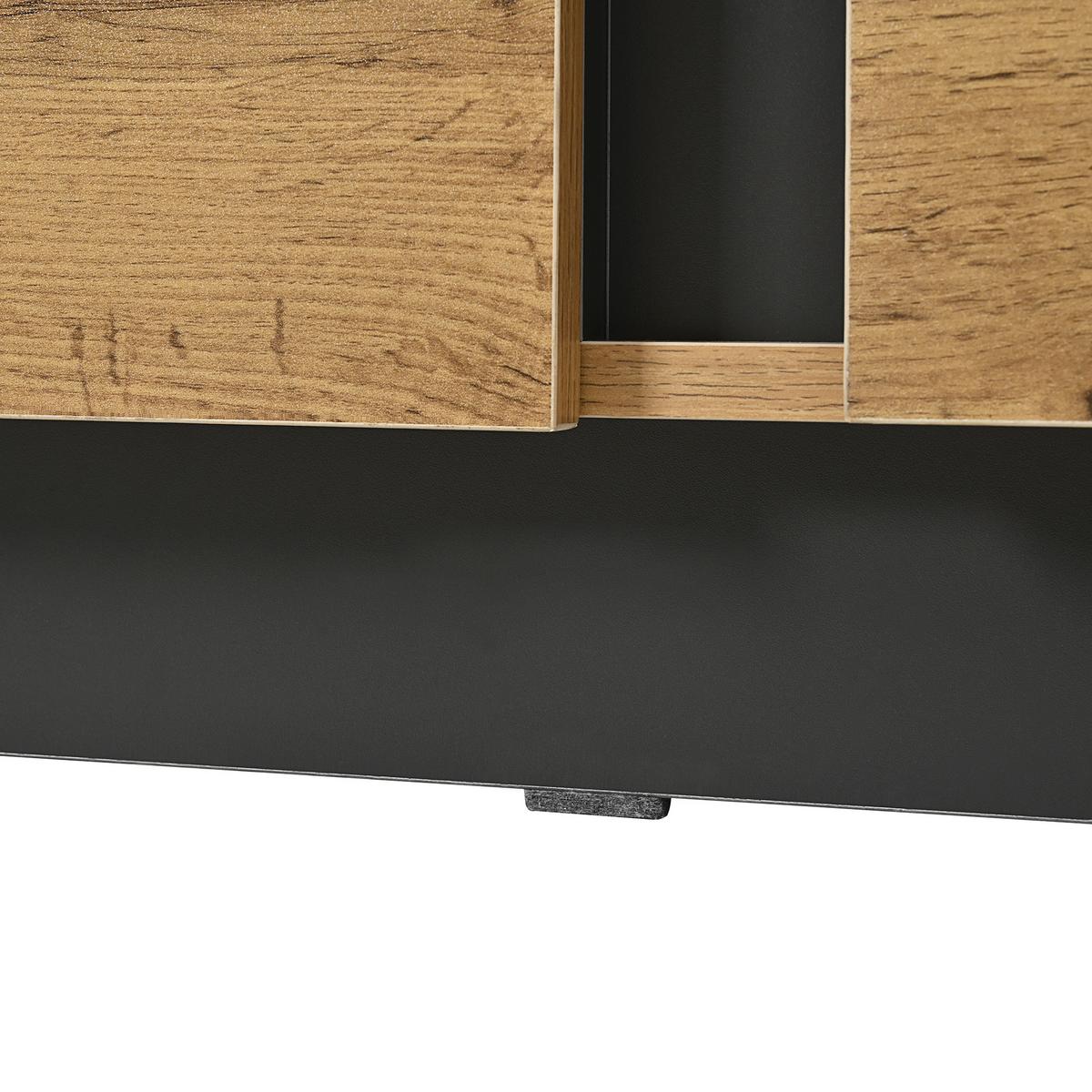 SIDEBOARD 120 cm Naturholz & Schwarz mit 4 Schubladen & 2 Türen im modernen Stil - Naturfarben, Holzwerkstoff (120/90.5/35.5cm) - Urban Meuble