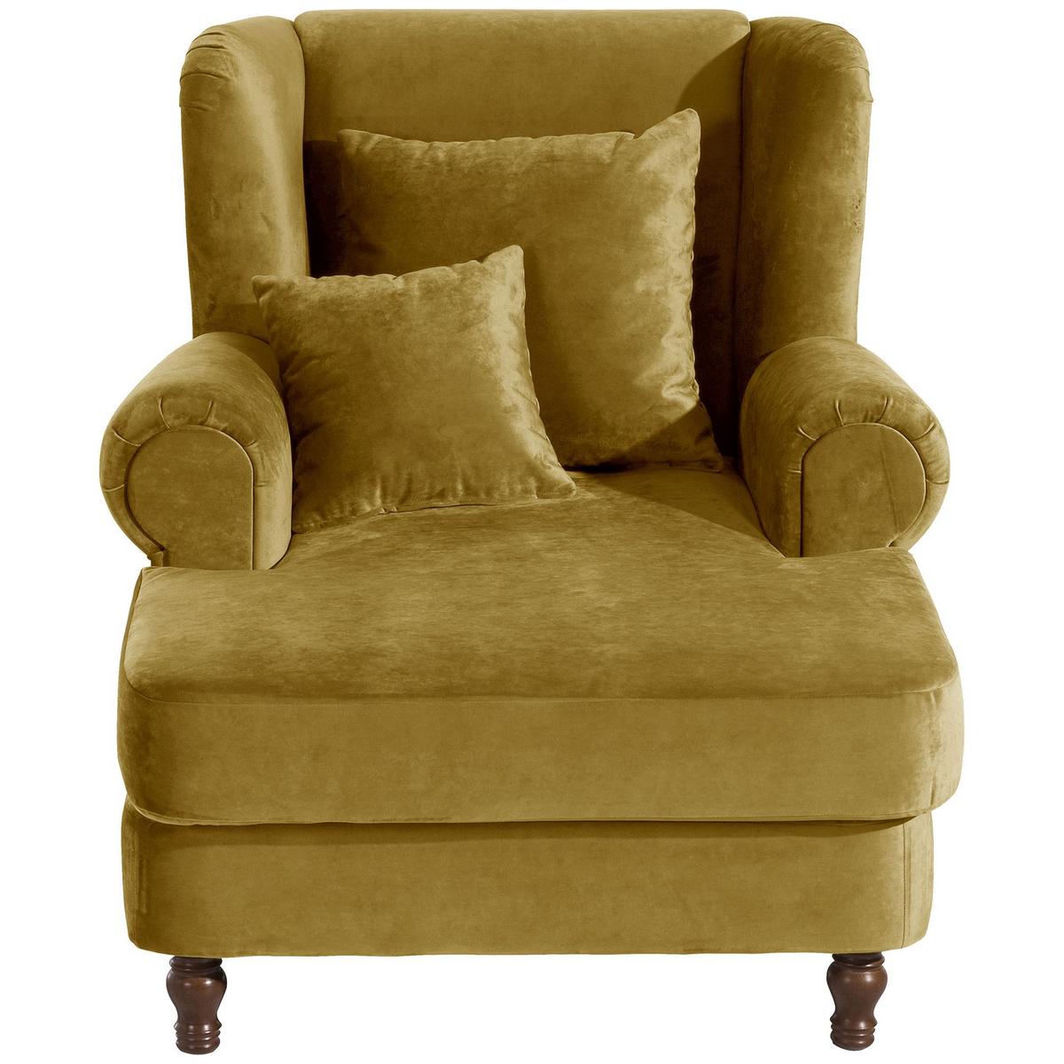 SESSEL XXL inkl. Kissen Karley Samtvelours mais - Currygelb, Kunststoff (103/103/149cm) - 58aufmkessel