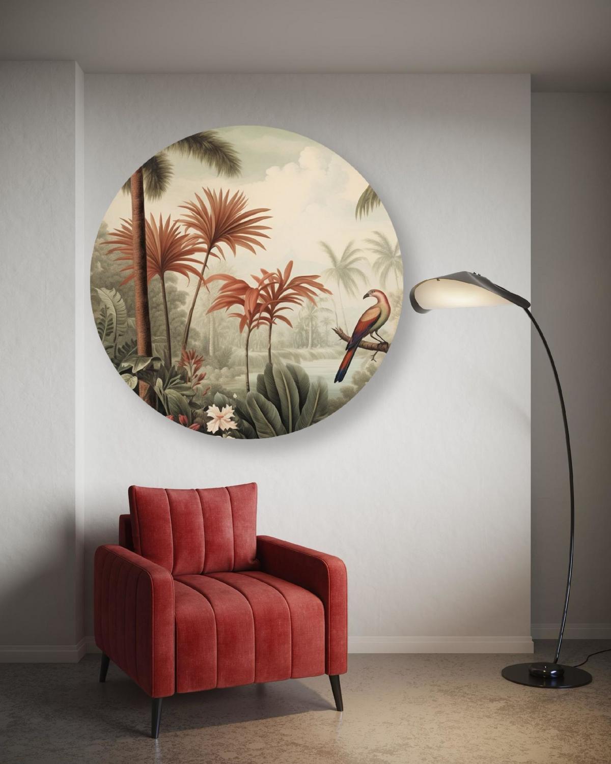 RUNDES BILD Grün 80/80 cm - Beige/Grün, Textil (80/80cm) - KUNSTLOFT