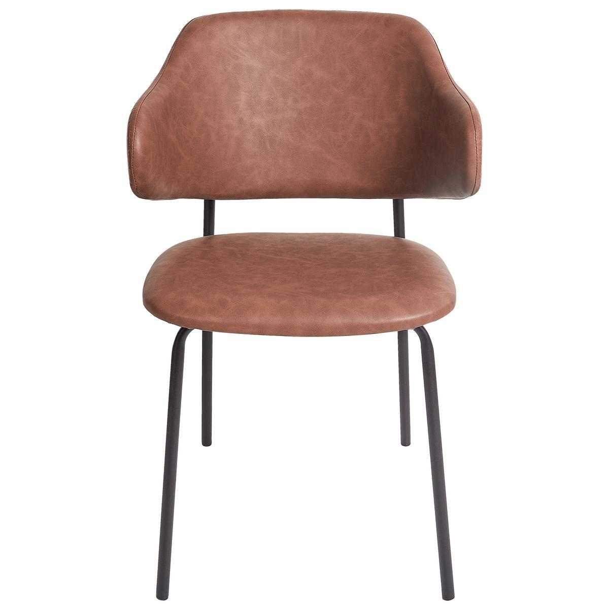 ESSZIMMERSTUHL 2er-Set Kunstleder Braun Kenai - Braun, Kunststoff (53/82/58cm) - Beliani
