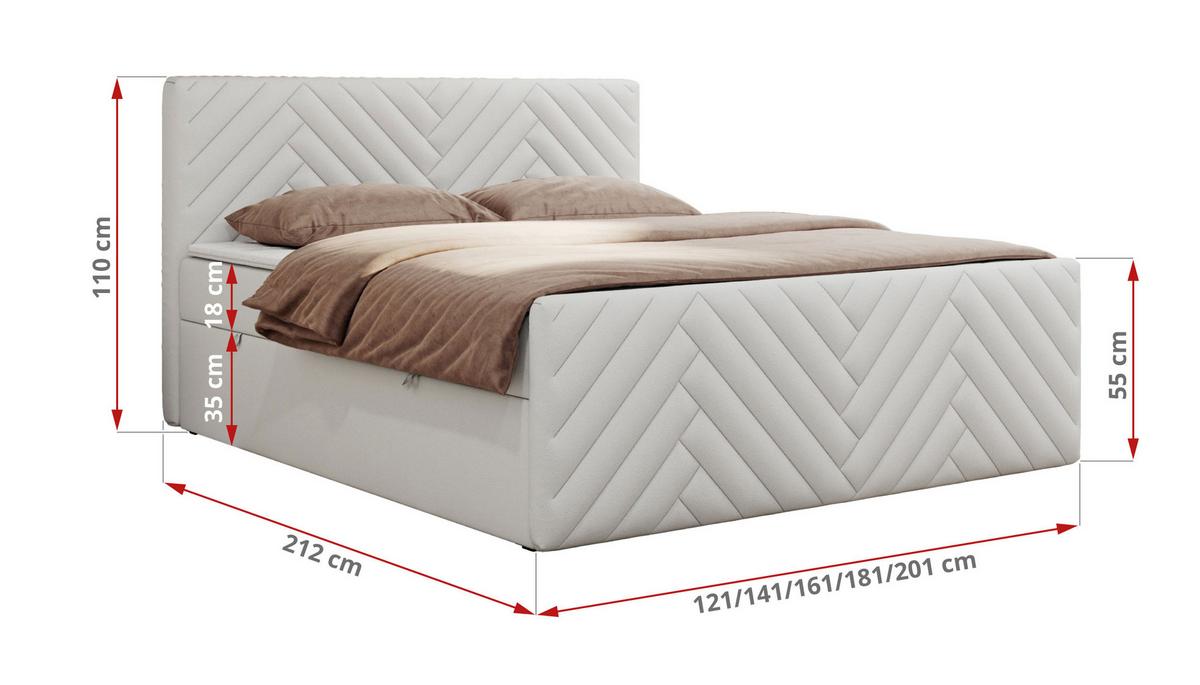 BOXBETT PARIS DUO 140/200 - Weiß Kunstleder - H3 - Weiß, Holz/Textil (140/200cm) - MKS