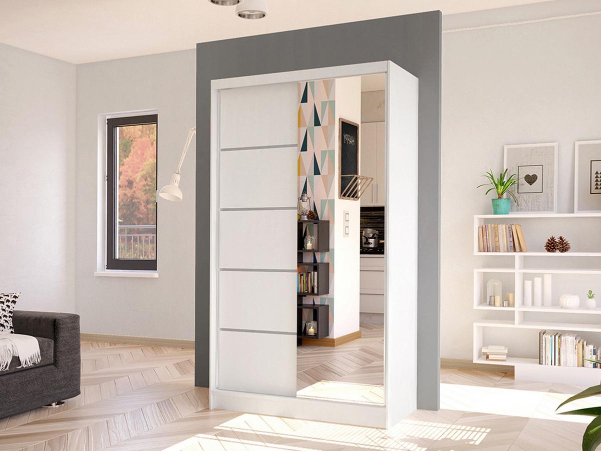 SCHWEBETÜRENSCHRANK Diego III - Weiß, Holzwerkstoff/Metall (100/200/58cm) - MIRJAN24