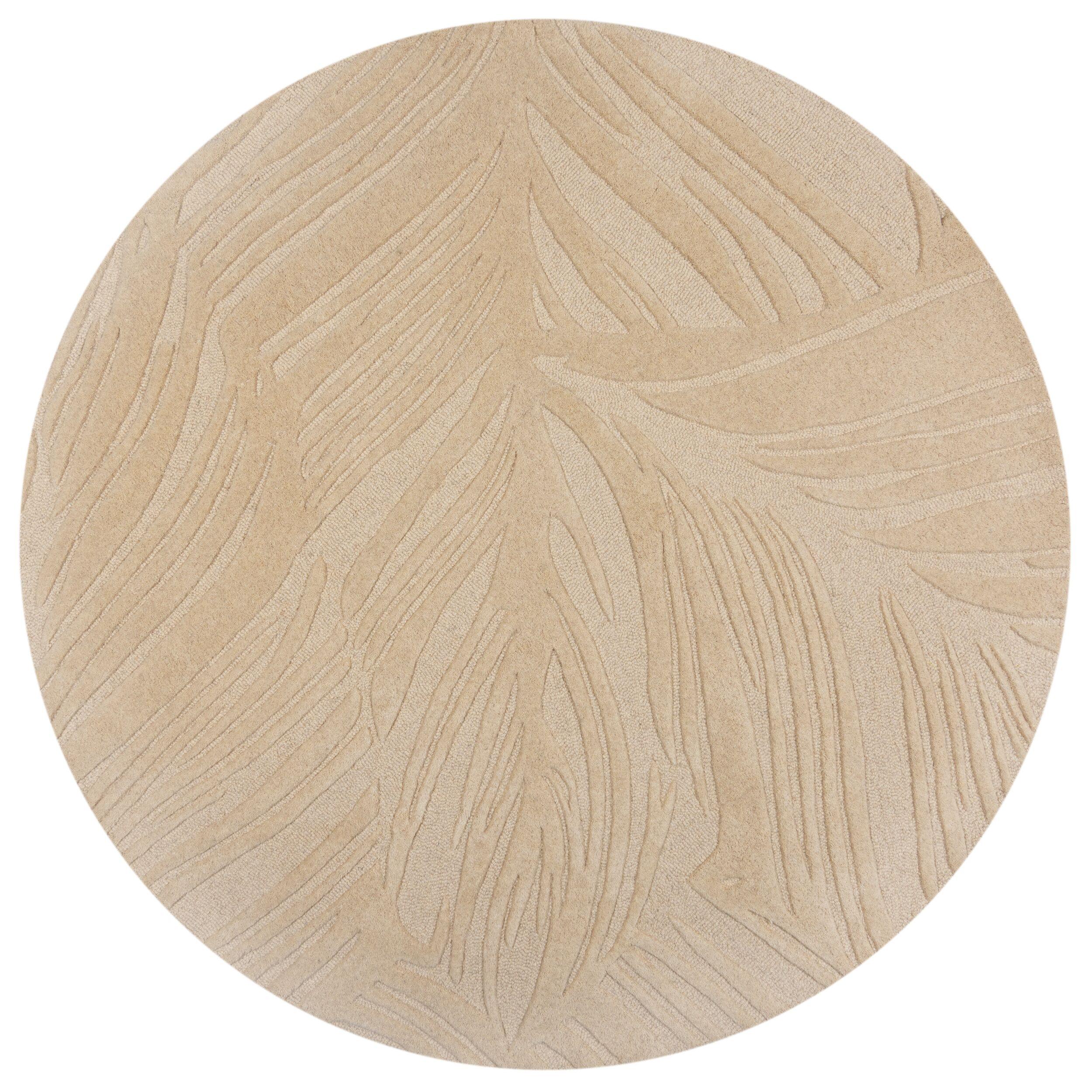WOLLTEPPICH LEVEN, floral, Beige, Ø 160 cm - Beige, Textil (160/160cm) - KADIMA DESIGN
