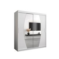 SCHWEBETÜRENSCHRANK 200/180/62 2-türig - Silberfarben/Weiß, Holz/Kunststoff (180/200/62cm) - MÖBEL KRYSPOL
