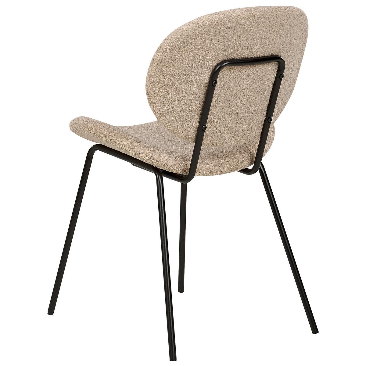 ESSZIMMERSTUHL 2er-Set Bouclé Taupe Luana - Taupe/Schwarz, Textil (42/80/52cm) - Beliani