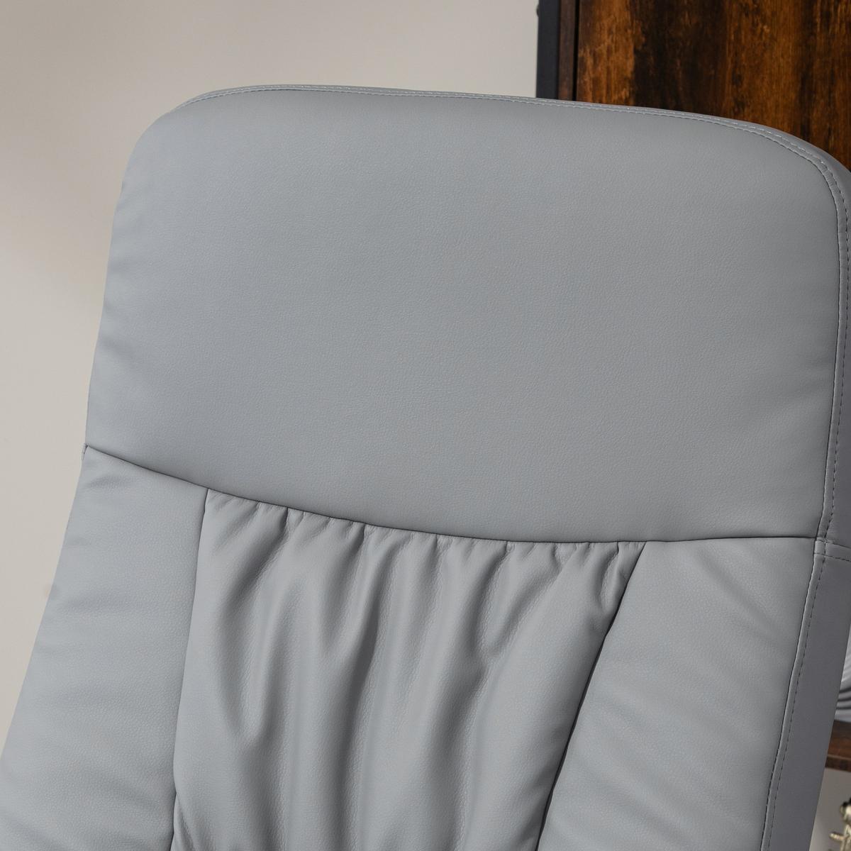 RELAXSESSEL mit Hocker, Fernsehsessel, TV Sessel mit Liegefunktion, Kunstleder - Hellgrau/Grau, Kunststoff/Metall (76/101/81cm) - HOMCOM
