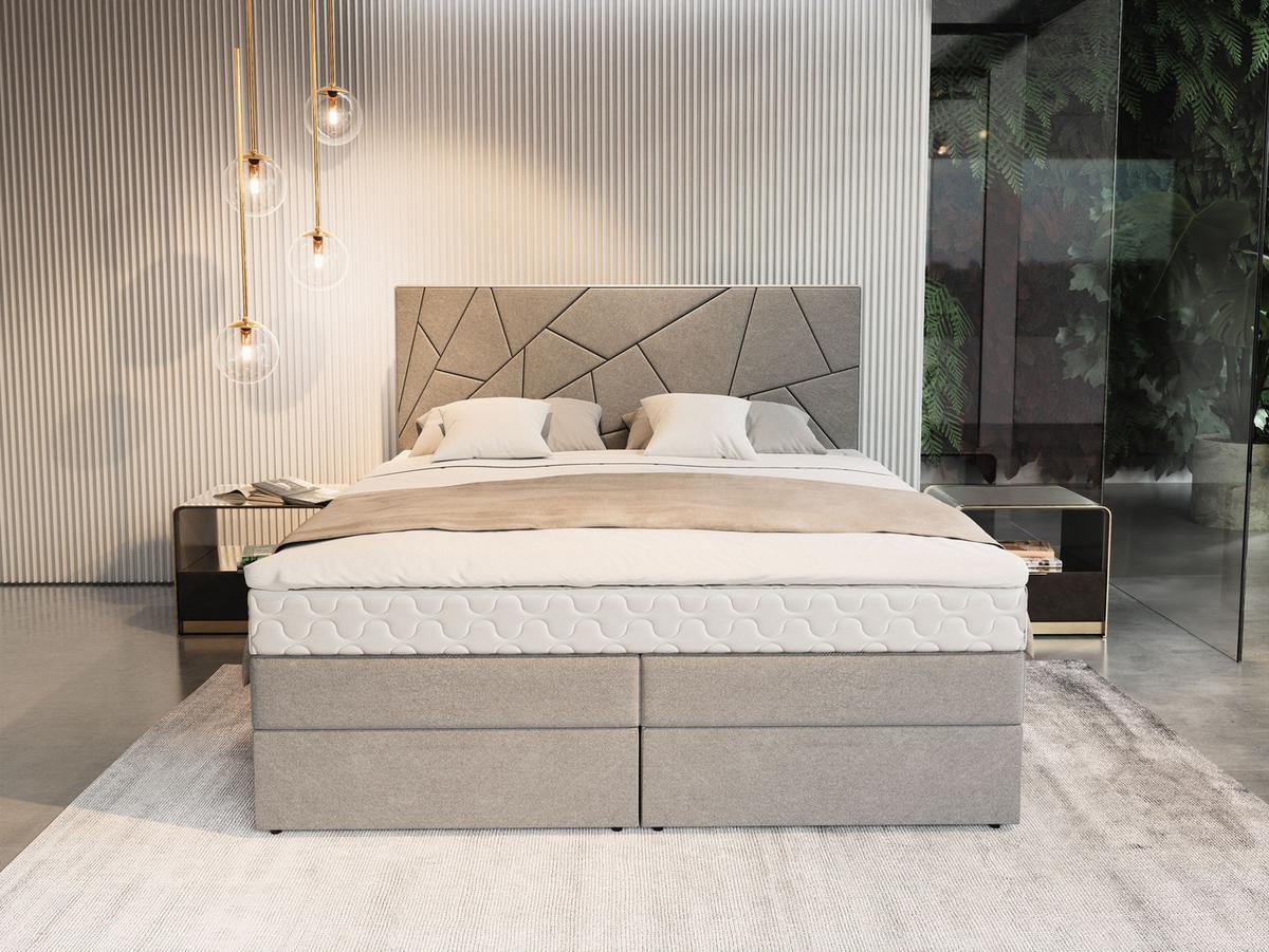 BOXBETT TRANI 140x200 cm mit Matratze und Topper - Braun - Braun, Holz (140/200cm) - MASSENO