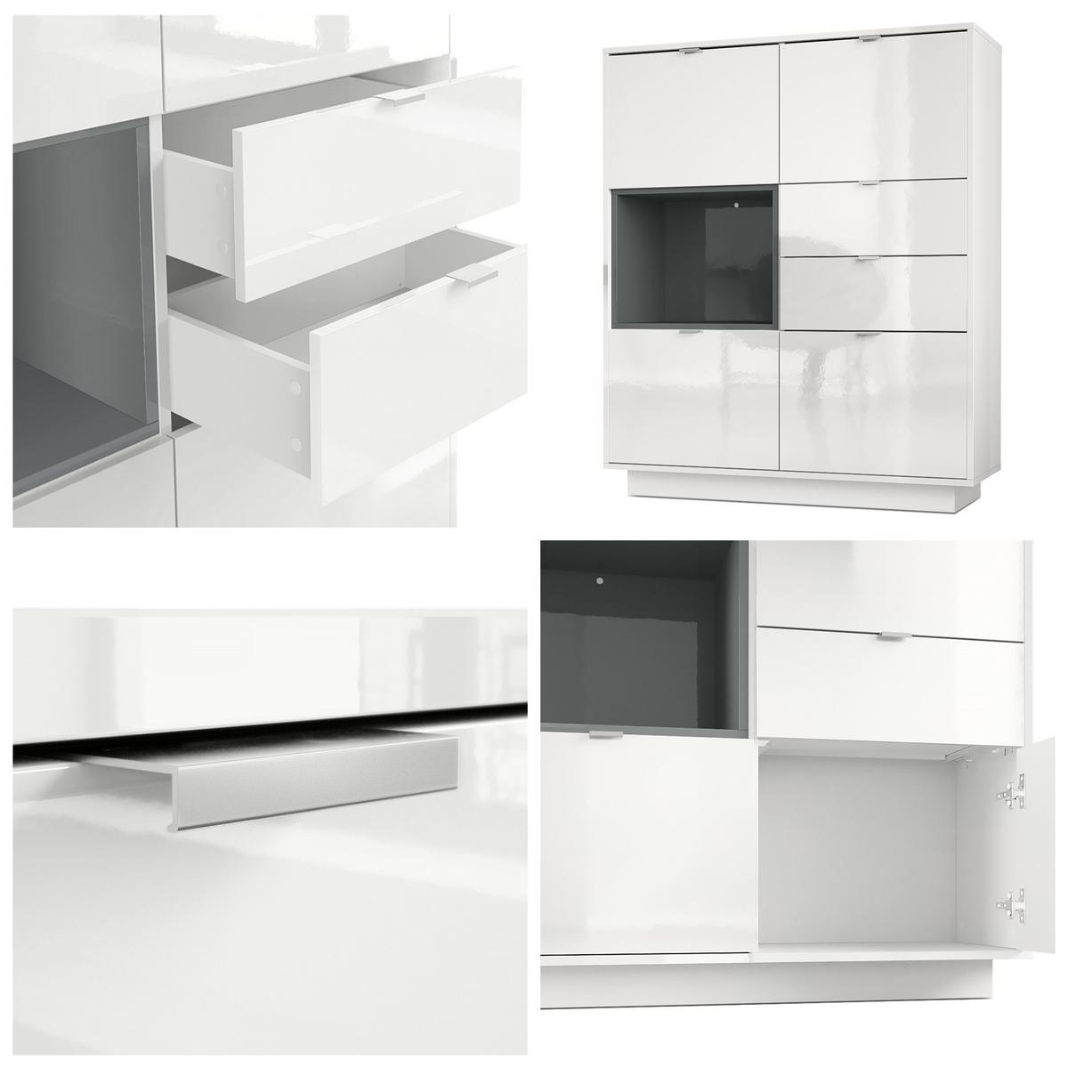 HIGHBOARD Metro Einsatz in Eiche Nordic - Silbereichenfarben, Holzwerkstoff (103/123/37.5cm) - Vladon