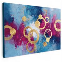 LEINWANDBILD Kreise - Gold - Abstrakt Deko Schlafzimmer 30x20 cm - Blau, Textil (30/20cm) - MuchoWow