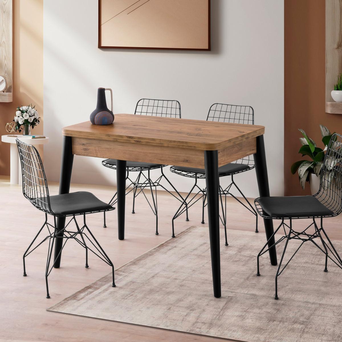 TISCH dekor atlantik-kiefer und schwarz - dolunay 100/60/75 cm - Eschefarben, Holzwerkstoff (65/60/75cm) - Calicosy