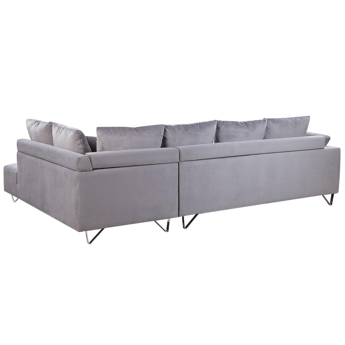 ECKSOFA Cord Grau rechtsseitig Lunner - Grau, Textil (266/180cm) - Beliani