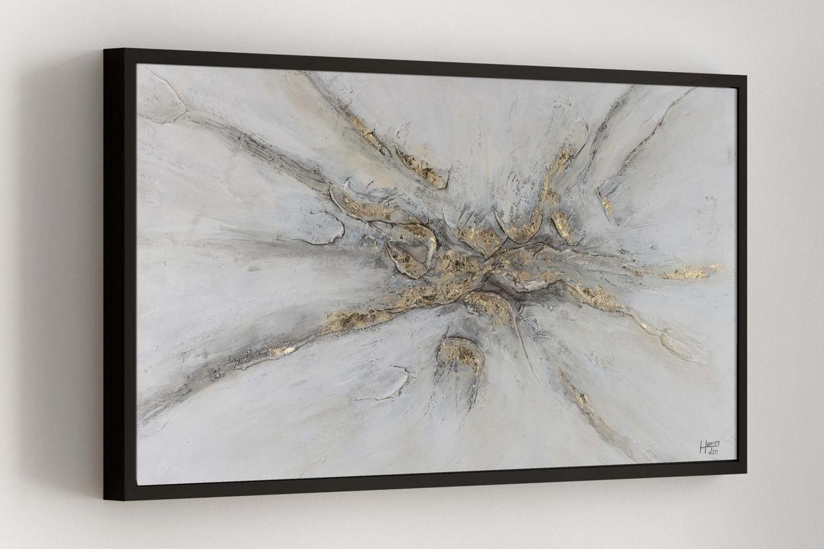 ACRYLBILD HANDGEMALT 120/60 cm - Silberfarben/Grau, Holz/Textil (120/60cm) - KUNSTLOFT