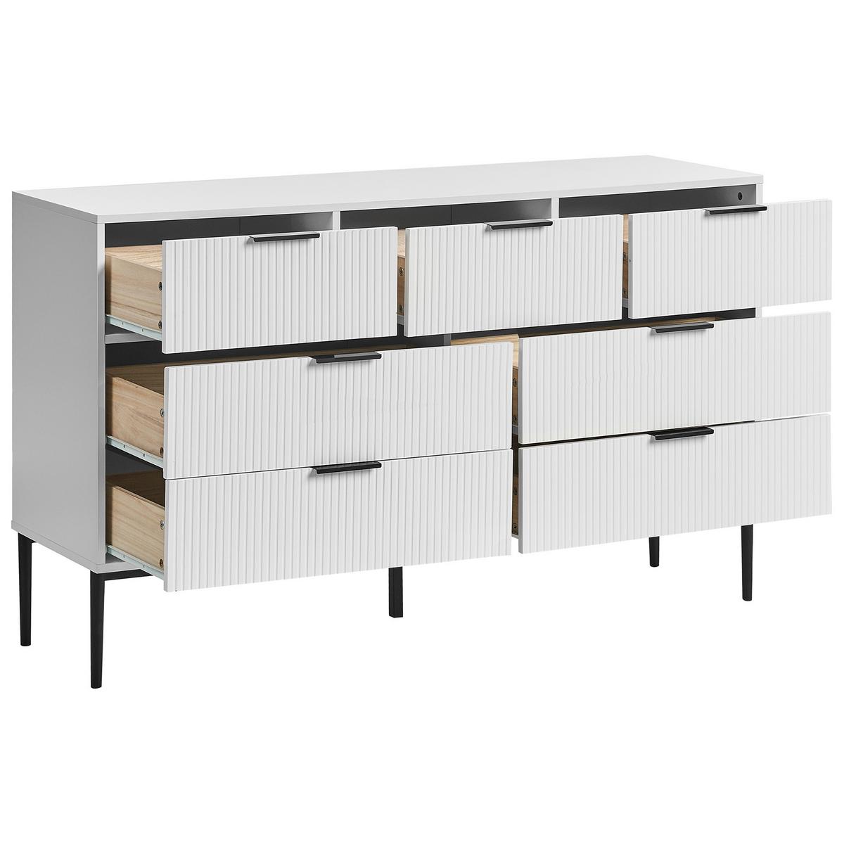 KOMMODE mit 7 Schubladen Weiß Leduc - Schwarz/Weiß, Holzwerkstoff (135/80/40cm) - Beliani