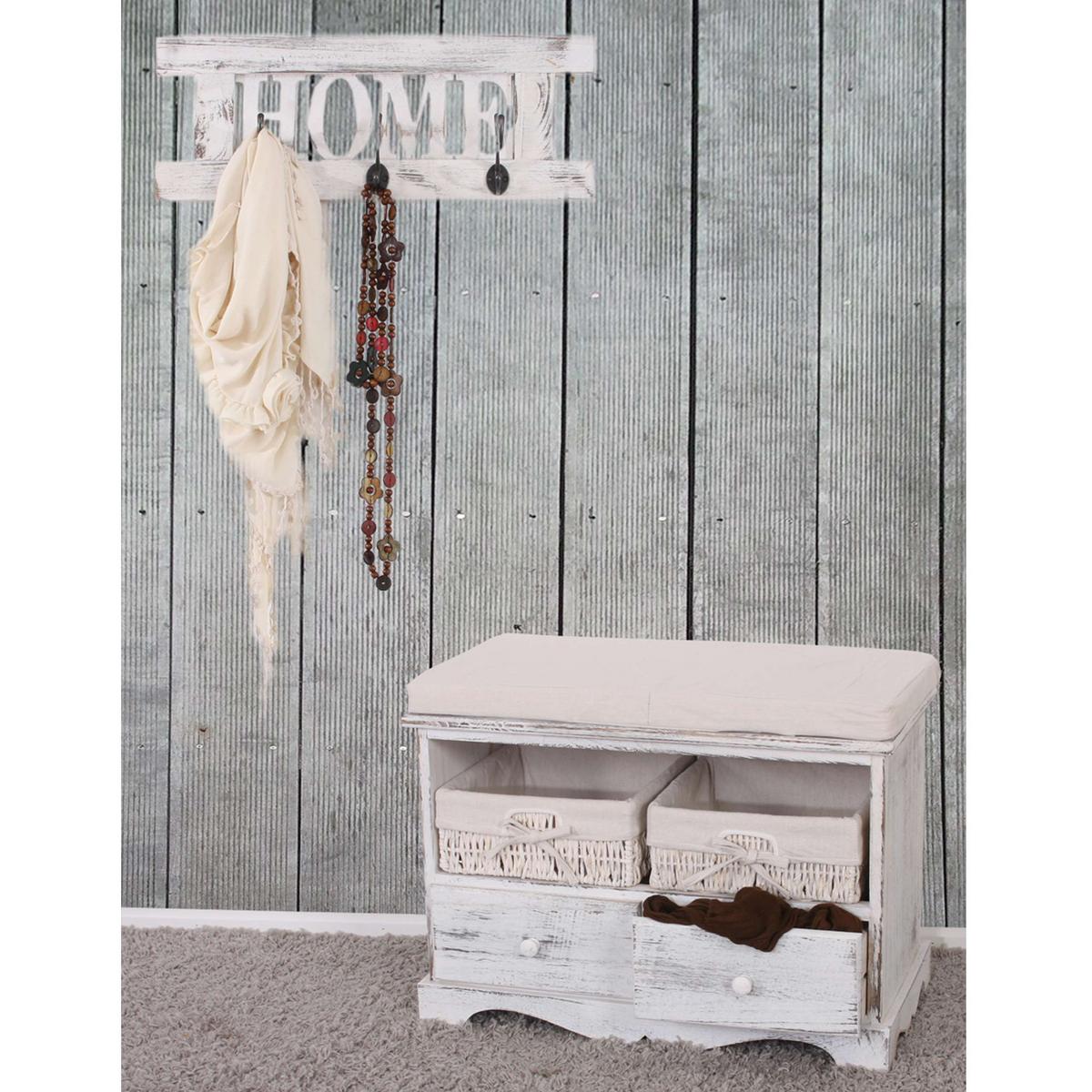 GARDEROBE MIT SITZBANK SHABBY White 2er-Set - Weiß, Holz (62/42/33cm) - MCW