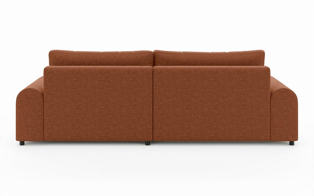 ECKSOFA mit Schlaffunktion, Bettkasten, extrabreite Ottomane rechts, abgerundete Armlehnen, B240/T145/H81 cm, Chenille Terracotta / 21023 - Terracotta/Schwarz, Kunststoff/Textil (240/145cm) - luma-home