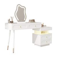 SCHMINKTISCH-SET mit LED-Spiegel & Beleuchtung Weißes - Weiß, Glas/Holzwerkstoff (140/130/40cm) - Urban Meuble