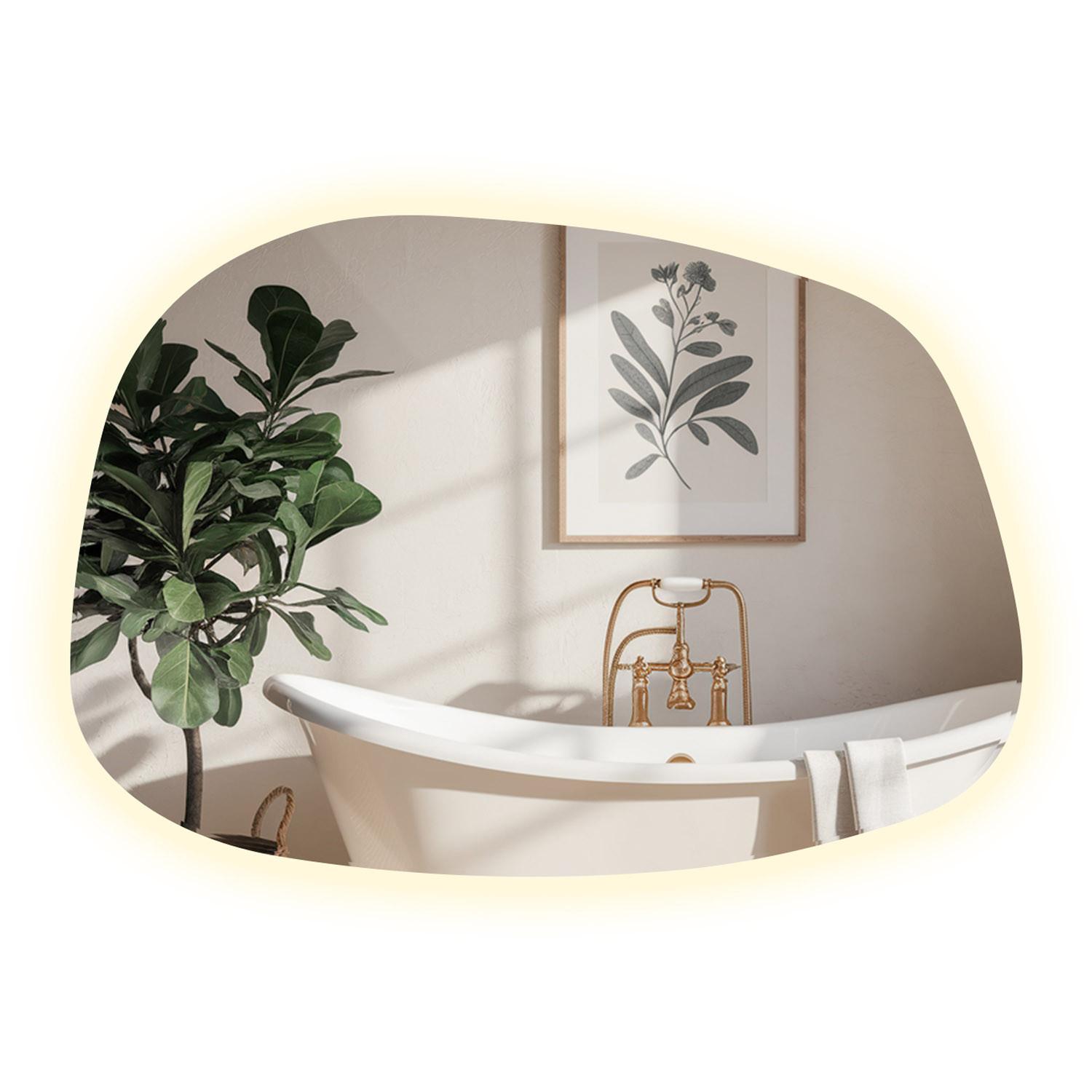 LED SPIEGEL 78,5 x 57 cm Unregelmäßige Form Neutralweiß 4000K - Transparent, Glas (78.5/57/0.4cm) - TULUP
