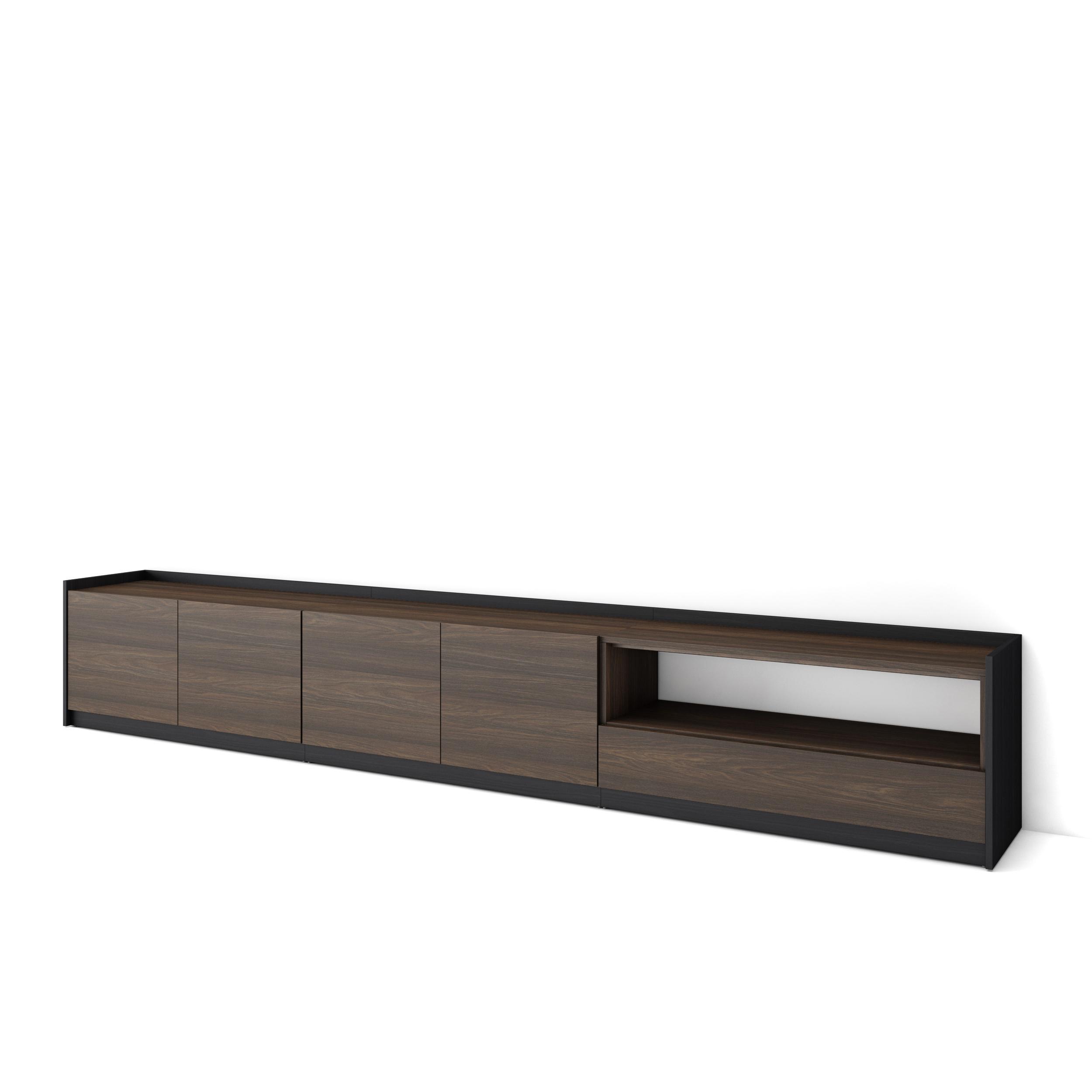 LOWBOARD, Dunkler Eiche und Schwarz, 310/37/50cm - Hellbraun, Holzwerkstoff (310/50/37cm) - Skraut Home