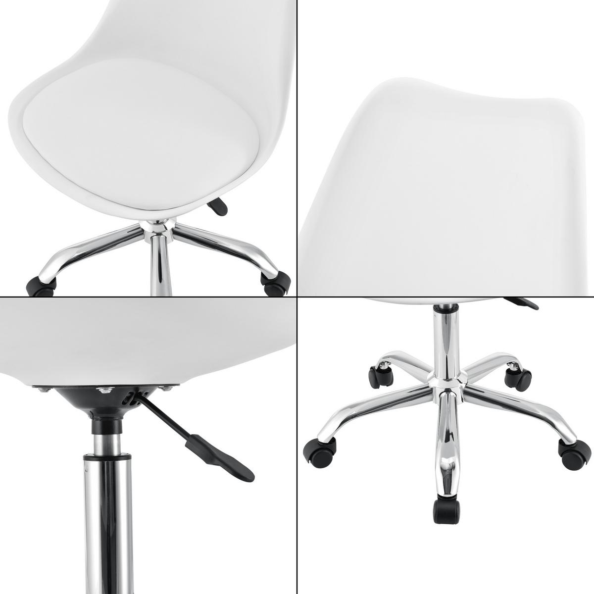 DREHSTUHL Atherton - Chromfarben/Weiß, Kunststoff/Textil (48/93/55cm) - [en.casa]