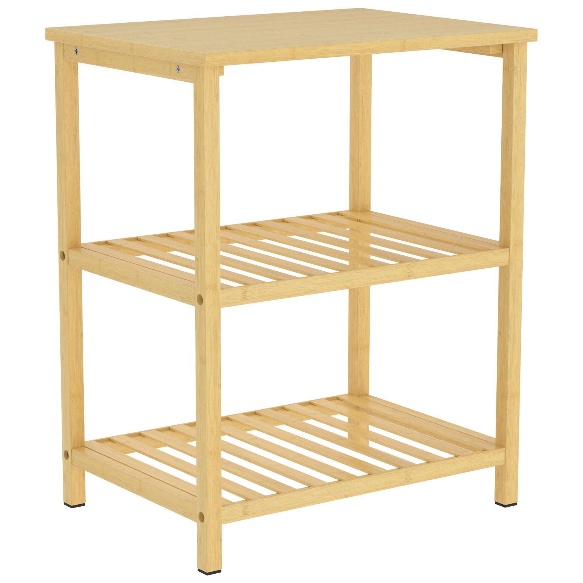 BEISTELLTISCH Bambus Naturholz - Naturfarben, Holz/Bambusholz (40.6/30/50.5cm) - HOMCOM