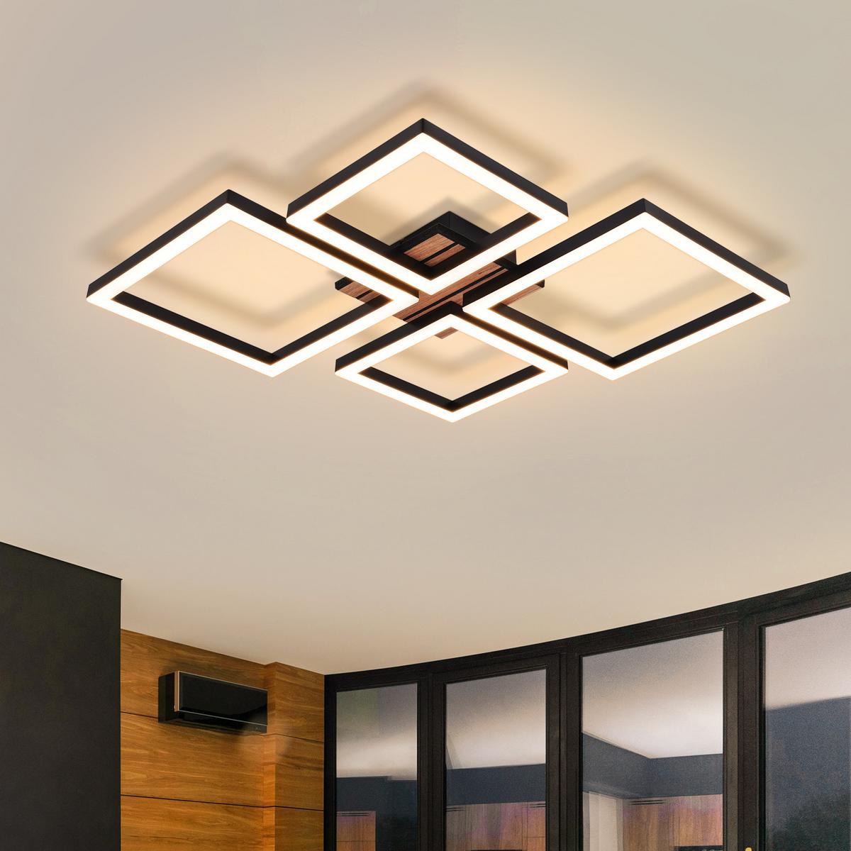 LED DECKENLEUCHTE Wlenly 48/45.5/6 cm - Schwarz, Kunststoff/Metall (48/45.5/6cm) - ZMH