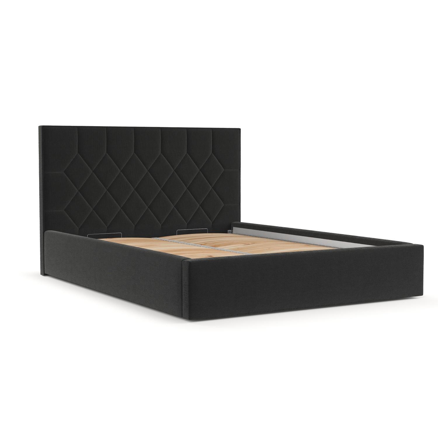 POLSTERBETT Brisa 140/200 cm Schwarz im Asti Stoff - Schwarz/Naturfarben, Holz/Holzwerkstoff (140/200cm) - AltaBeds