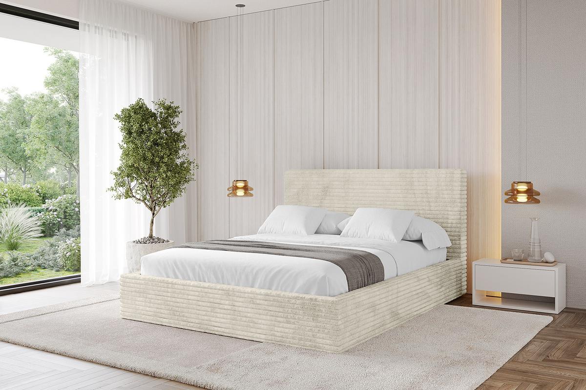 POLSTERBETT mit Bettkasten und Lattenrost, Bett mit Matratze H3/H4 - ALOVA 160x200 Beige - Beige, Holzwerkstoff/Textil (160/200cm) - ALTDECOR